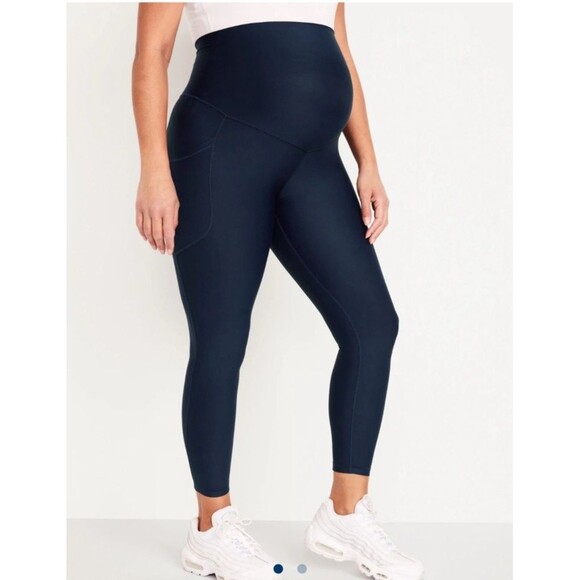 Old Navy Maternity Full Panel Powersoft Extra High Rise 7/8 Leggings Blue Sz Med - Picture 1 of 16